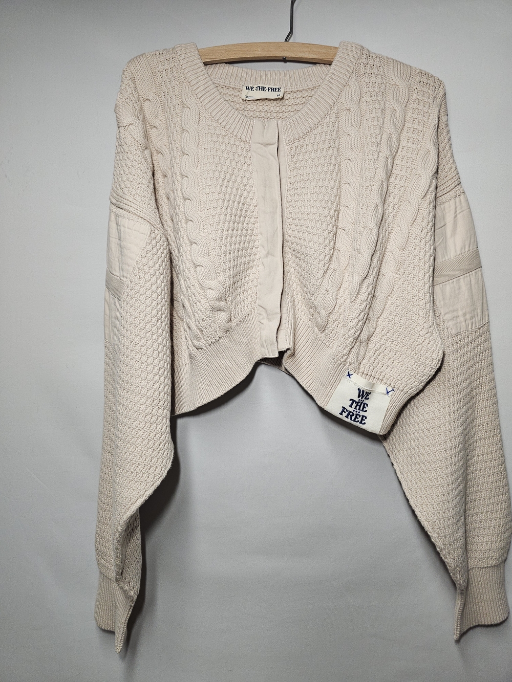 We The Free Free People Cream Cable Knit Cropped Sweater NWT
